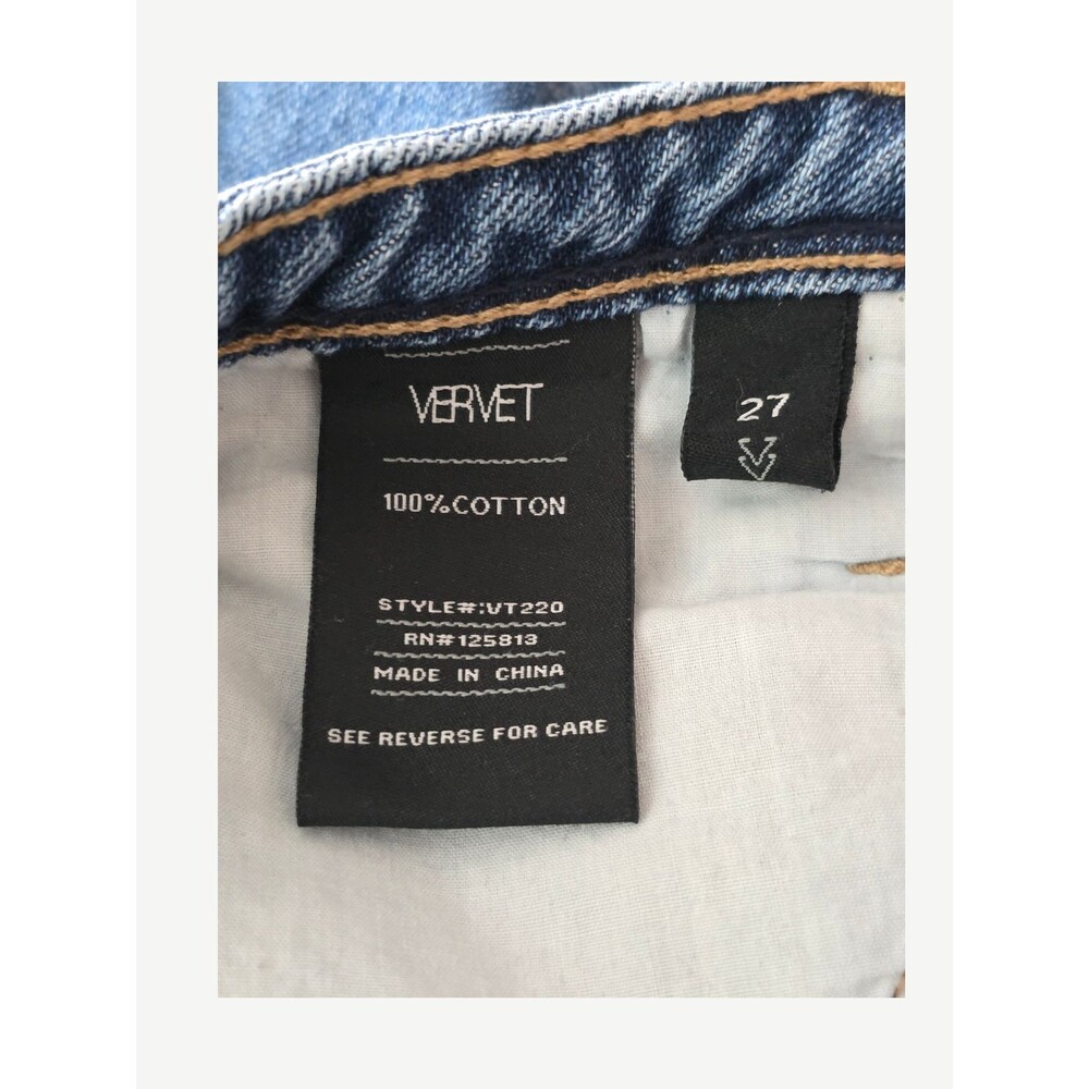 Vervet Medium Wash Denim Mini Skirt Distressed Size 27 Western Rodeo Streetwear - Picture 4 of 5